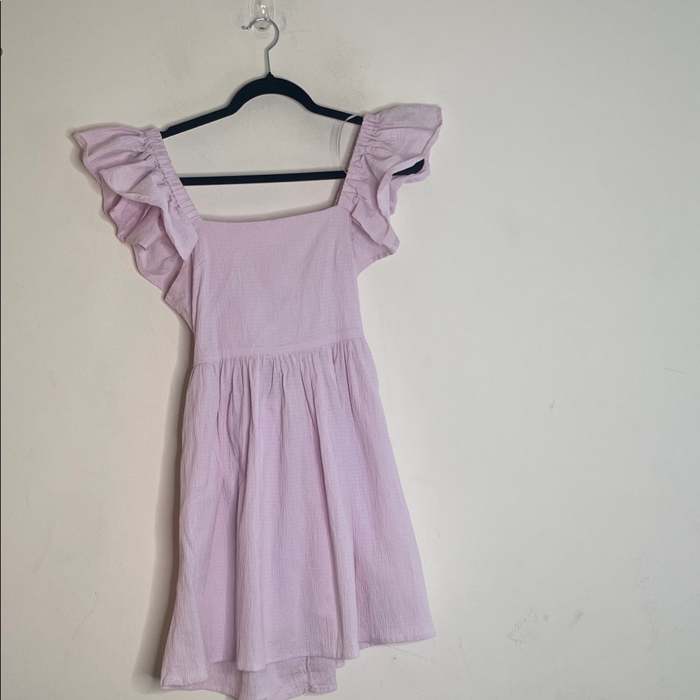 Elegant Lavender Ruffle Sleeve Mini Dress